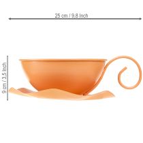 Artikel Deko-Tasse aus Metall mit Unterteller Ø16cm H9cm Orange