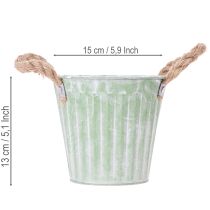 Artikel Deko-Topf 3er-Set Metall Ø15cm H13,5cm Rosa/Grün/Gelb mit Jute-Henkeln für Innen und Außen