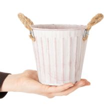 Artikel Deko-Topf 3er-Set Metall Ø15cm H13,5cm Rosa/Grün/Gelb mit Jute-Henkeln für Innen und Außen