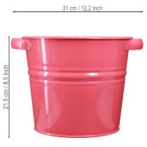Artikel Dekorativer Metalltopf Rosa mit Griffen 31x26x21,5 cm Pflanzentopf