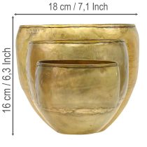 Artikel Deko Vasen Metall rund Ø18/15/12,5cm Messing-Optik 3er-Set