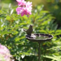Artikel Deko Vogeltränke Schale Metall Antik Grün Ø16,5cm H34,5cm