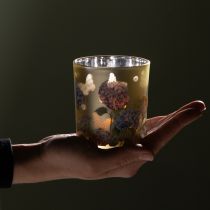 Artikel Deko-Windlicht Glas Gold mit Blumenmotiv 8cm 4er-Set
