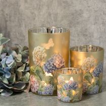 Artikel Deko-Windlicht Glas Gold mit Blumenmotiv 8cm 4er-Set