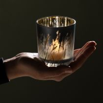 Artikel Deko-Windlicht Glas, Gräserdesign, Blau, 8 cm, 4 Stück