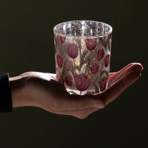 Artikel Deko-Windlicht aus Glas, Tulpenmotiv, 8 cm, 4er-Set