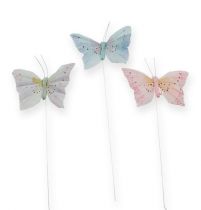 Deko-Schmetterling am Draht Pastell 8cm 12St