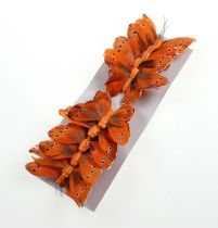 Artikel Deko-Schmetterlinge aus Federn am Draht Orange 8cm 12 Stück