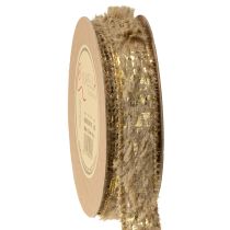 Artikel Dekoband mit Fell Schmuckband Kunstfell Braun Gold 25mm 15m