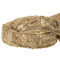 Artikel Dekoband mit Fell Schmuckband Kunstfell Braun Gold 25mm 15m