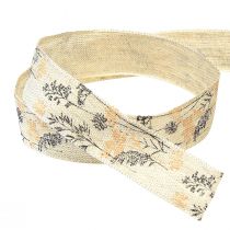 Artikel Dekoband Gräser und Blätter Leinenband Natur 25mm 18m