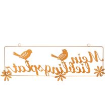 Artikel Dekohänger Metall mit Vögel-Motiv und Schriftzug „Mein Lieblingsplatz“ 55×20 cm Rostoptik Gartendeko