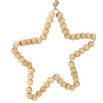 Artikel Dekohänger aus Holzperlen Herz Stern Baum Natur H13–16cm 6 Stück