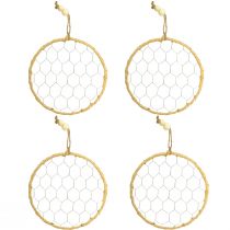 Artikel Dekoring Metall Raffia zum Aufhängen Ø20cm 4St Boho Wanddeko Fensterdekoration