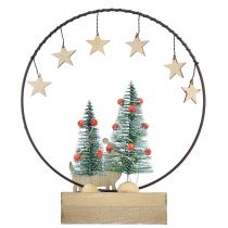 Artikel Dekoring aus Holz und Metall Weihnachten Hund und Tannenbaum Ø21cm H25cm