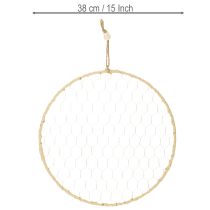 Artikel Dekoring aus Metall Ø38cm mit Raffia in Silber und Natur, 4 Stück