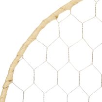 Artikel Dekoring aus Metall Ø38cm mit Raffia in Silber und Natur, 4 Stück