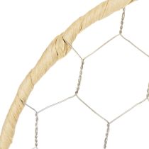 Artikel Dekoring aus Metall Ø20cm mit Raffia, 4 Stück, Natur/Silber
