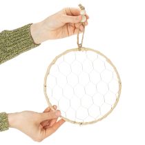 Artikel Dekoring aus Metall Ø20cm mit Raffia, 4 Stück, Natur/Silber