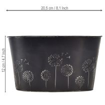 Artikel Dekoschale Metall Oval Schwarz Silber Pusteblumen 20,5×12,5×12cm