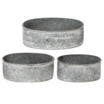 Artikel Dekoschalen Set Metall Oval Grau 22,5/19,5/16cm