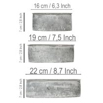 Artikel Dekoschalen Set Metall Oval Grau 22,5/19,5/16cm