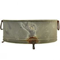 Artikel Deko-Schale aus Metall mit Fuß und Henkel, Rostoptik, 42/46,5 cm, 2er-Set
