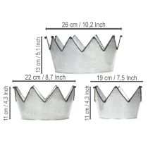 Artikel Dekoschalen-Set Krone aus Metall Ø26,5/22,5/19cm Zink schwarz 3-teilig