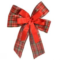Artikel Dekoschleife Weihnachten Geschenkschleife Outdoor Rot Kariert 6cm breit 20×29cm 5St