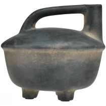 Artikel Dekovase Krug aus Keramik in Anthrazit und Beige, 18 cm Hoch