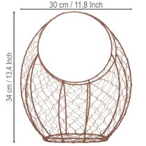 Artikel Drahtkorb aus Metall in Rostoptik, H34cm L30cm, Braun