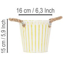 Artikel Metall-Pflanzeimer mit Jutekordel, Ø16,5cm, H15cm, Pastellfarben, 3er-Set