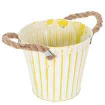 Artikel Metall-Pflanzeimer mit Jutekordel, Ø16,5cm, H15cm, Pastellfarben, 3er-Set