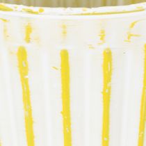 Artikel Eimer zum Bepflanzen, Übertopf mit Henkeln, Metalldeko Rosa/Grün/Gelb Shabby Chic Ø16,5cm H15cm 3er-Set