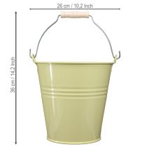 Artikel Eimer aus Metall als Blumenkübel Grün-Gelb 26x22,5x23cm 6 Liter