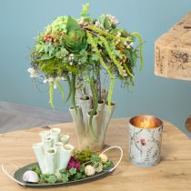 Artikel Windlicht Glas mit floralem Motiv Beige 12,5cm 2er-Set