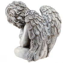 Artikel Engel sitzend Dekofigur Polyresin Grau H18cm
