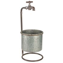 Artikel Gartendeko Metall Übertopf mit Wasserhahn Ø16,5cm H42cm
