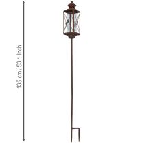 Artikel Gartenlaterne aus Metall mit Glaszylinder, Rost-Optik, 12x12x135cm, für den Außenbereich