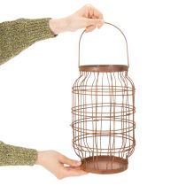 Artikel Gartenlaterne aus Metall Ø19,5cm Rostbraun mit Henkel für Außenbereiche