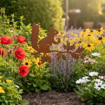 Artikel Gartenstecker Metall Eichhörnchen auf Ast 42cm Rostoptik 3 Stück