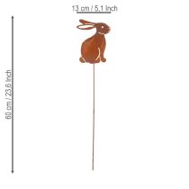 Artikel Gartenstecker Hase für Osterdeko mit rostigem Finish im Landhaus Stil 60cm 4St