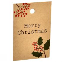 Artikel Geschenkanhänger Merry Christmas Papier Naturbraun 8,5×5,5cm 20 St