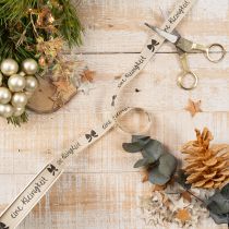 Artikel Geschenkband aus Polyester Beige 15mm 18m mit Aufschrift „Eine Kleinigkeit“