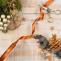 Artikel Geschenkband Stoff Orange mit Goldschrift Weihnachten 15mm x 18m