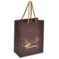 Artikel Geschenktüte Weihnachten Geweih Braun/Gold 18x10x23cm 2St