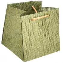 Artikel Geschenktüten Papier Gewebt-Optik Grün Innen Foliert 12x12cm 12 Stück