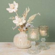 Artikel Glas Teelichthalter mit Fuß Punkte und Rillen 2er-Set