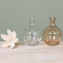 Artikel Glasflaschen Minivasen Set Amber und Klar Ø 7,5 cm H 11 cm, 4 Stück