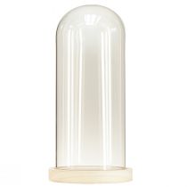 Artikel Glassturz Glasglocke mit Holzfuß Klar Ø14cm H28,5cm